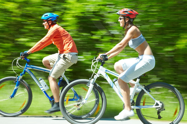 Cyclists in motion