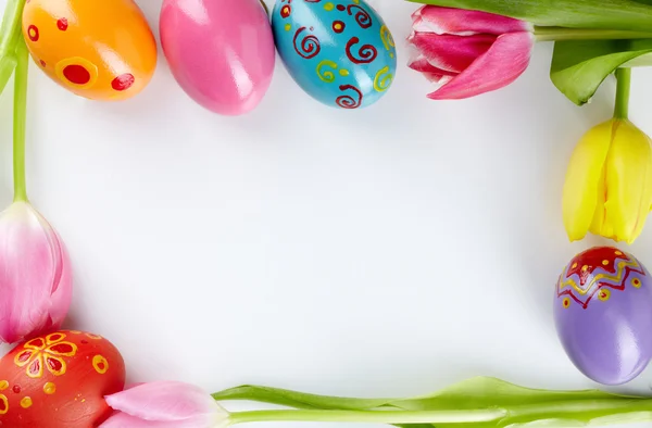 Vajíčko a Tulipán rám — Stock fotografie