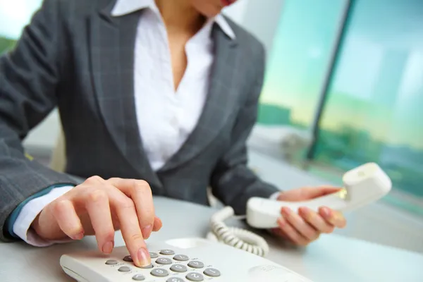 Pressing telephone buttons — Stock Photo, Image