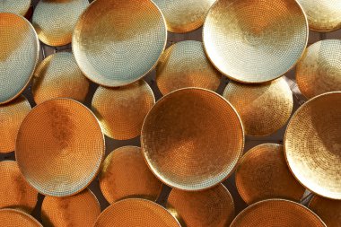 Background of golden discs. The architectural detail. clipart