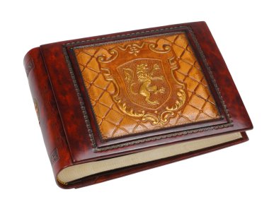 Big brown vintage leather book