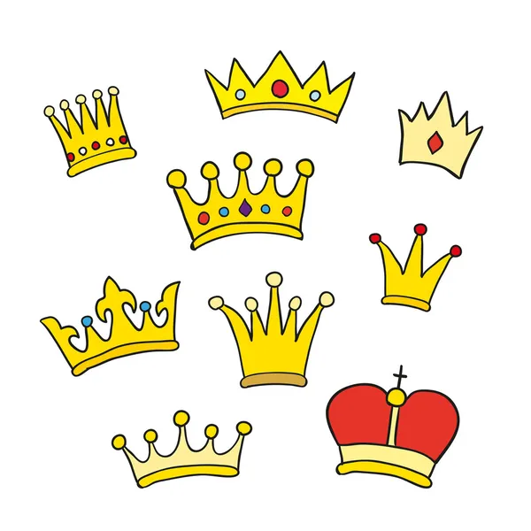 Hand drawn crowns — Stock Vector