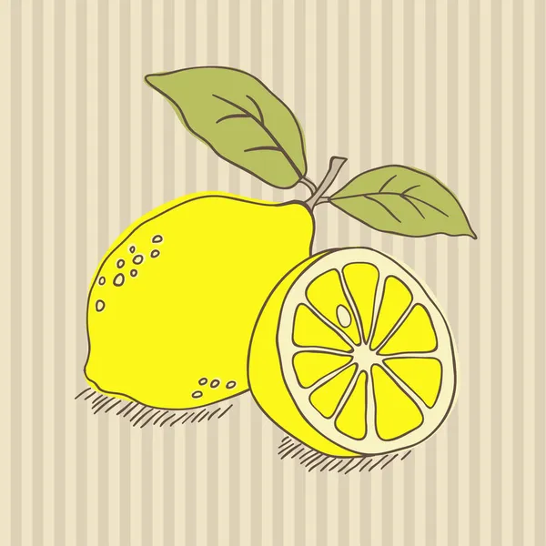 描かれたレモン — ストックベクタ