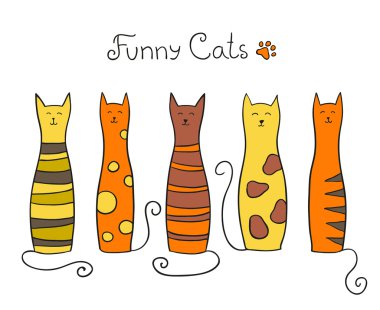 Five cats clipart