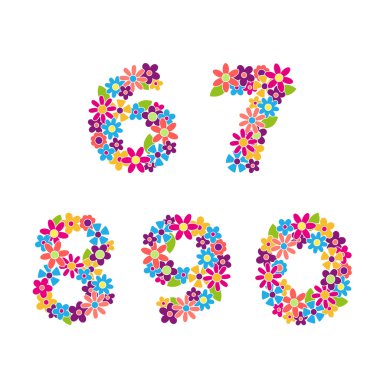 Floral numbers clipart