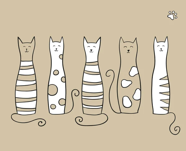 Fem katter — Stock vektor