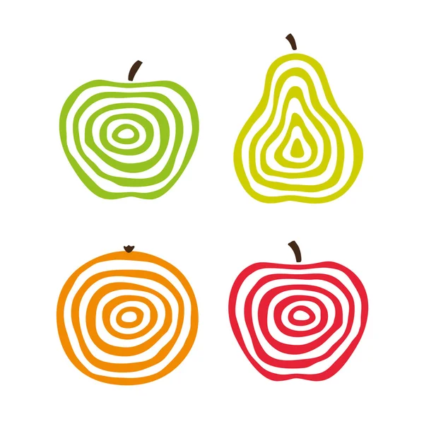 Frutas estilizadas — Vector de stock