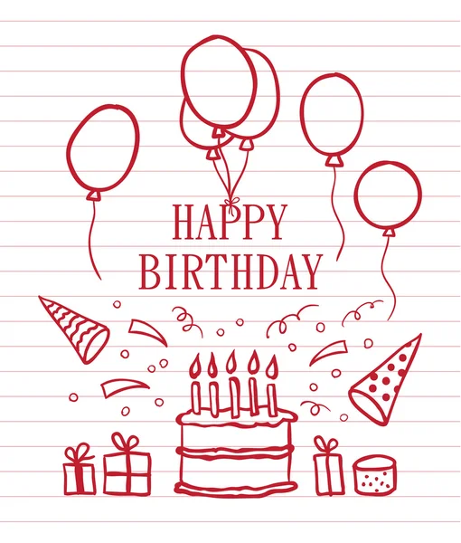 Doodle Happy Birthday — Stock Vector