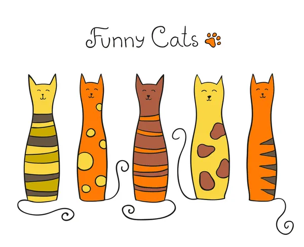 Cinq chats — Image vectorielle