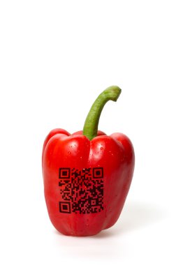 Red pepper with qr code clipart