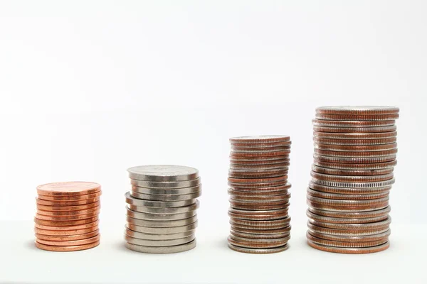 Stacked US coins — Stock Photo, Image