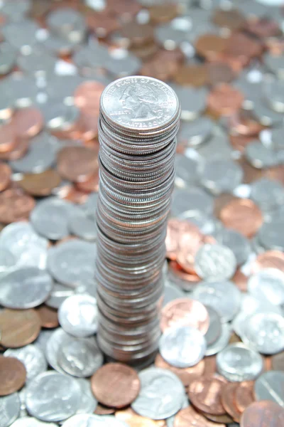 Tower of us coins — Stock Photo, Image