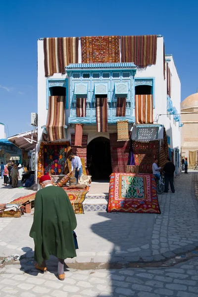 stock image Carpet shop in the souks of Kairouan