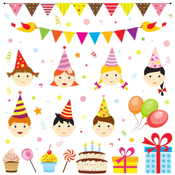 Születésnapi party elemek — Stock Vector