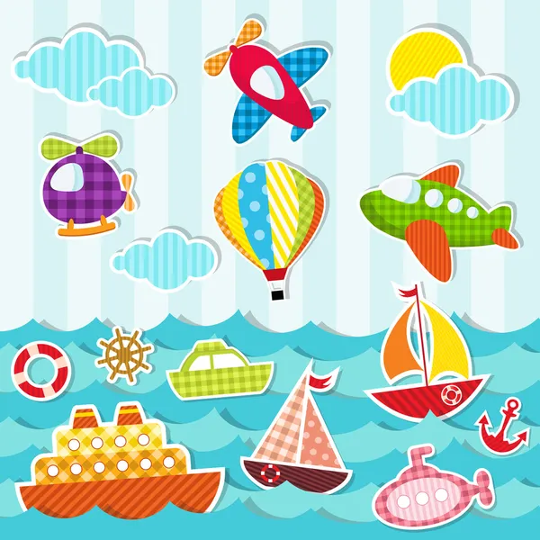 Sea and air transport — Stock Vector