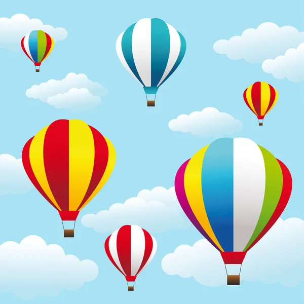 Balões de ar coloridos no céu azul — Vetor de Stock