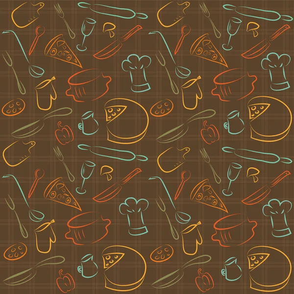 Cuisine sans couture motif brun — Image vectorielle