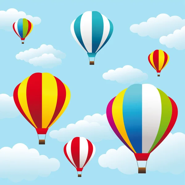 Balões de ar coloridos no céu azul Gráficos Vetores