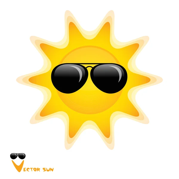 Sol con gafas negras ilustración vector de arte — Vector de stock