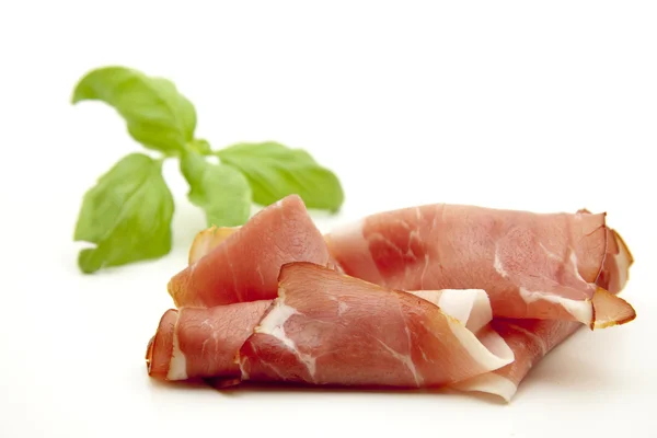 Ham met basilicum — Stockfoto