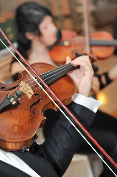 Der Geiger: Musiker spielt Geige in der Oper — Stockfoto