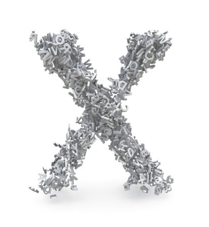 Forme de la lettre X faite de lettres 3d 