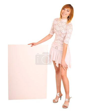 Belle fille avec bannière blanche .