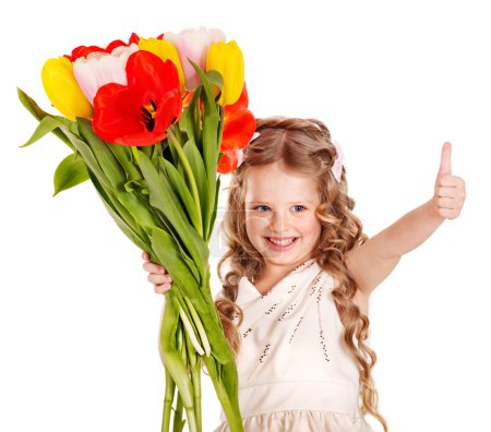 enfant avec fleur de printemps.