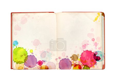 Vieux livre avec des taches de peinture 