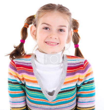 Adorable petite fille isolée sur fond blanc 