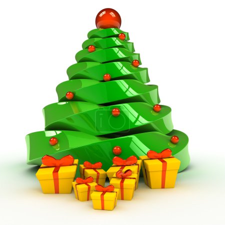 Arbre de Noël sur fond blanc 