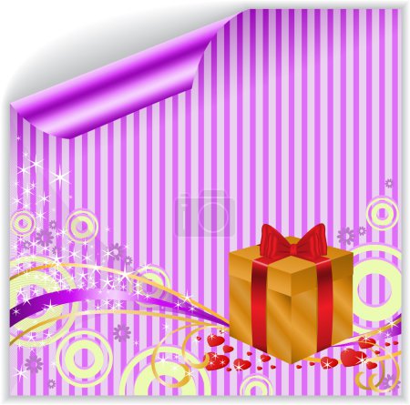 Boîte en or sur autocollant violet 