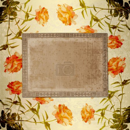 Grunge fond pour féliciter avec belle rose 