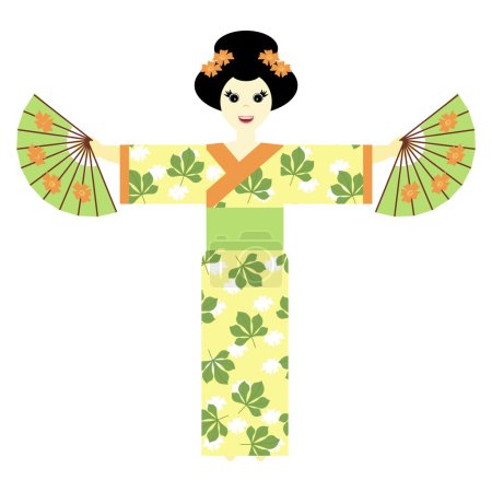 fille japonaise sur fond blanc 