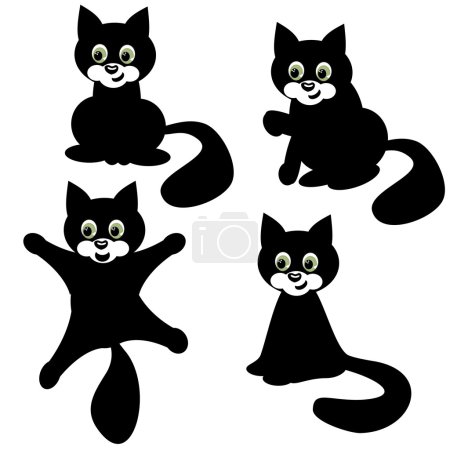 Quatre chats sur fond blanc 