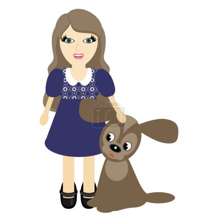 Belle fille avec chien 