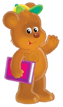 Ours brun avec un livre 