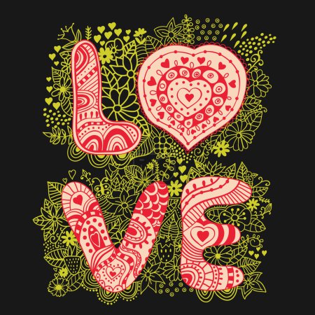 Le mot "amour". Fond romantique 