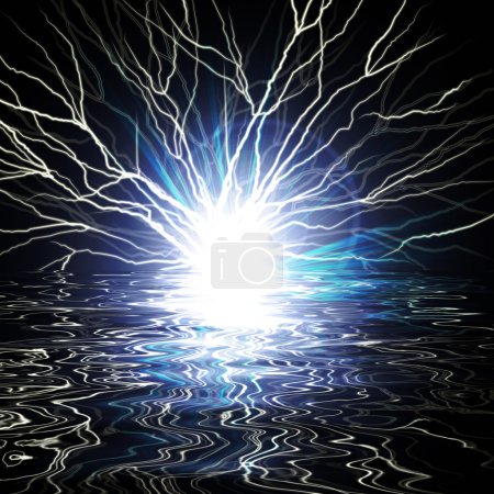 Flash électrique de foudre sur une obscurité 
