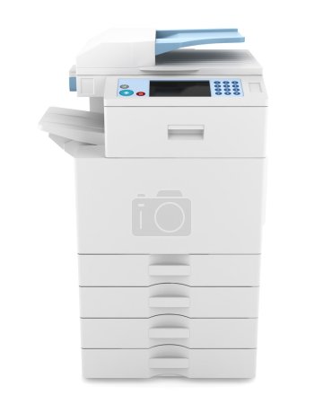 Imprimante multifonction de bureau moderne isolée sur fond blanc 