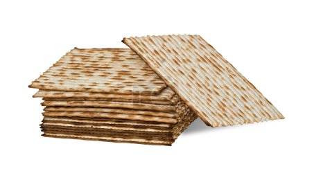 Gros plan de matza carré isolé sur fond blanc 