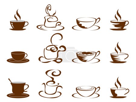 Tasses à café icône ensemble 