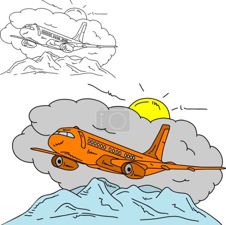 Avion au-dessus des montagnes 
