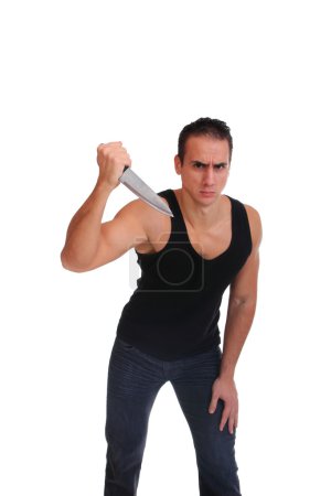 Modèle masculin tenant un couteau 