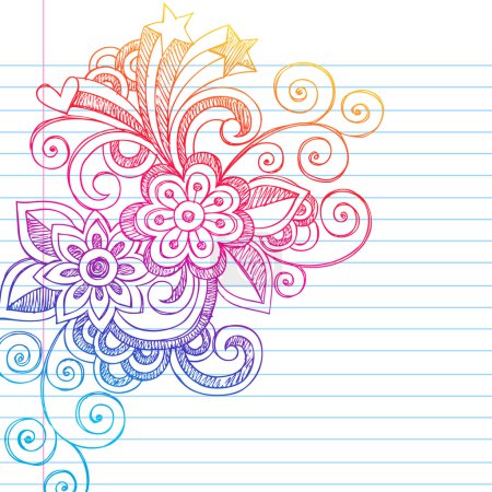 Fleurs caniches croquantes Retour à l'école Illustration vectorielle 