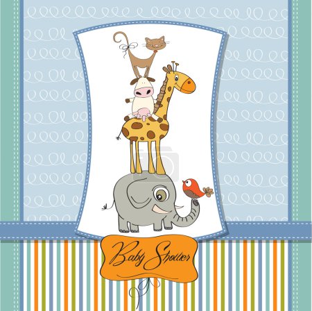 carte de douche bébé avec pyramide drôle d'animaux