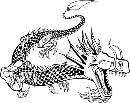 Illustration vectorielle du dragon cyborg 