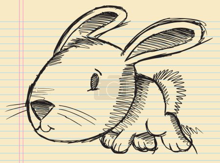 Carnet Doodle Croquis Lapin de Pâques Lapin vecteur Illustration Art 