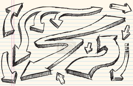Bloc-notes Doodle Sketch Arrow Vector Illustration Set 