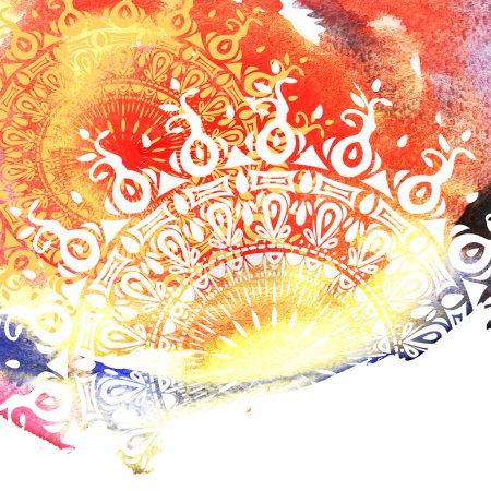 Fond aquarelle avec rosettes ornementales 